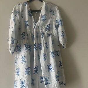 Floral Blue and White Dress
